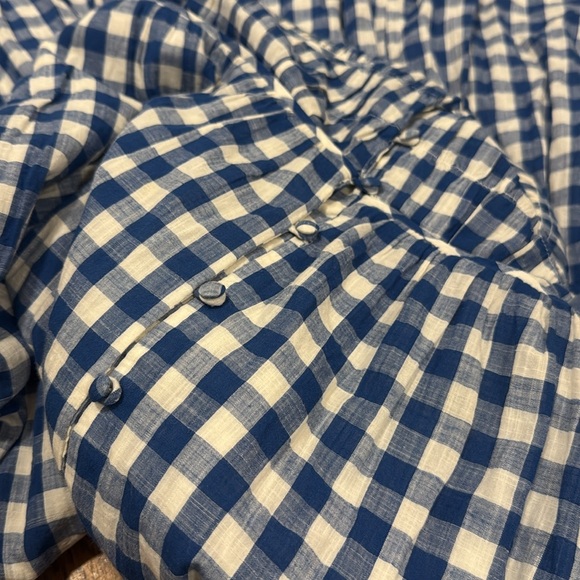 Anthropologie The Peregrine Midi Dress Blue Gingham Plaid Smocked Size L - Picture 9 of 9